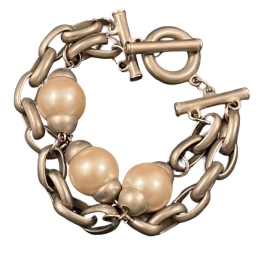 Vintage Givenchy Silver Plated Pearls & Chunky Ch… - image 3